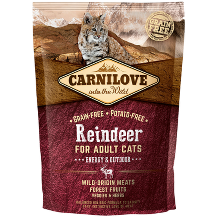 Carnilove - Cat Reindeer Energy & Outdoor 400 g - Katt - Kattefôr & kattemat - Tørrfôr for katt - ZOO.no