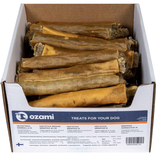 Ozami - Häststicks Medium Wrapped 20 cm - Hund - Hundgodis - ZOO.se