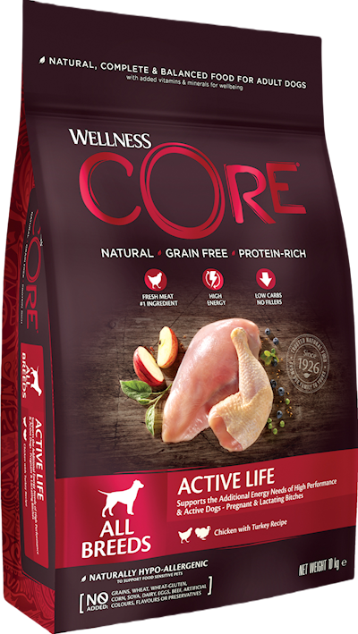 Preview of Core Petfood Wellness CORE Dog Adult Active Life Chicken & Turkey 10 kg