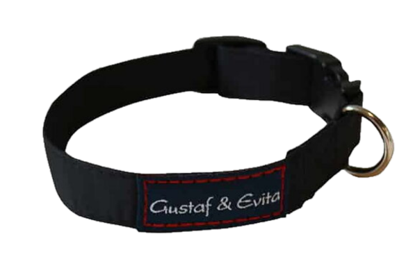 Gustaf och Evita Hundhalsband Ställbart Svart