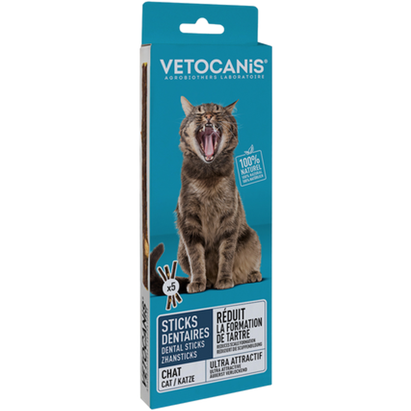 Vetocanis - Tannstifter 100 % naturlige - bidrar til å redusere plakk i tennene Turkis 5-pk. - Katt - Kattegodteri & kattegress - Tannvennlig Dentalgodbit - ZOO.no