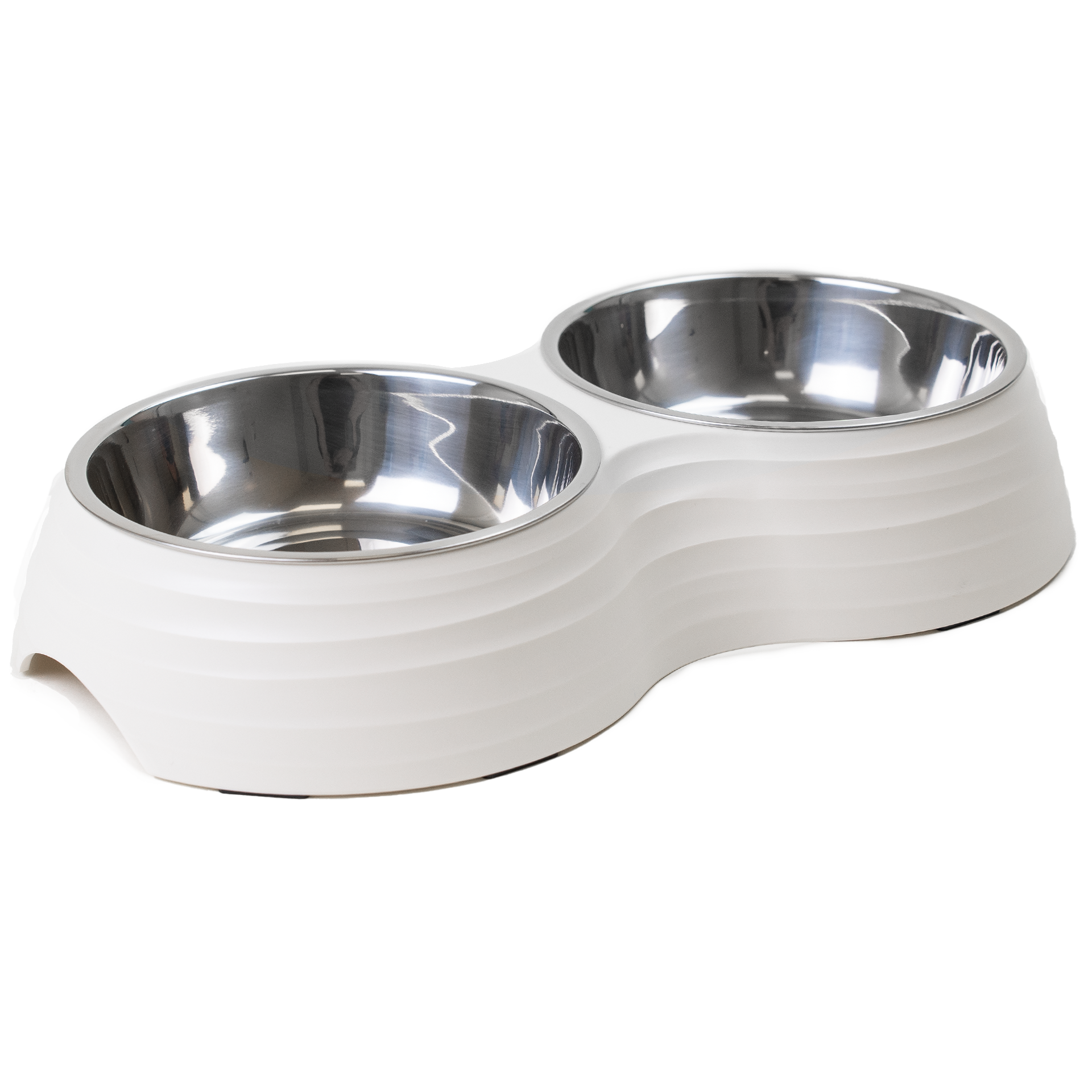 Selected by ZOO Dobbel matskål Ripple Hvit M 350 ml 32x17,5x6,5 cm