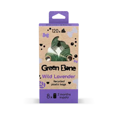 Etterfylling av biologisk nedbrytbare hundeposer med vill lavendel Grønn 120 poser