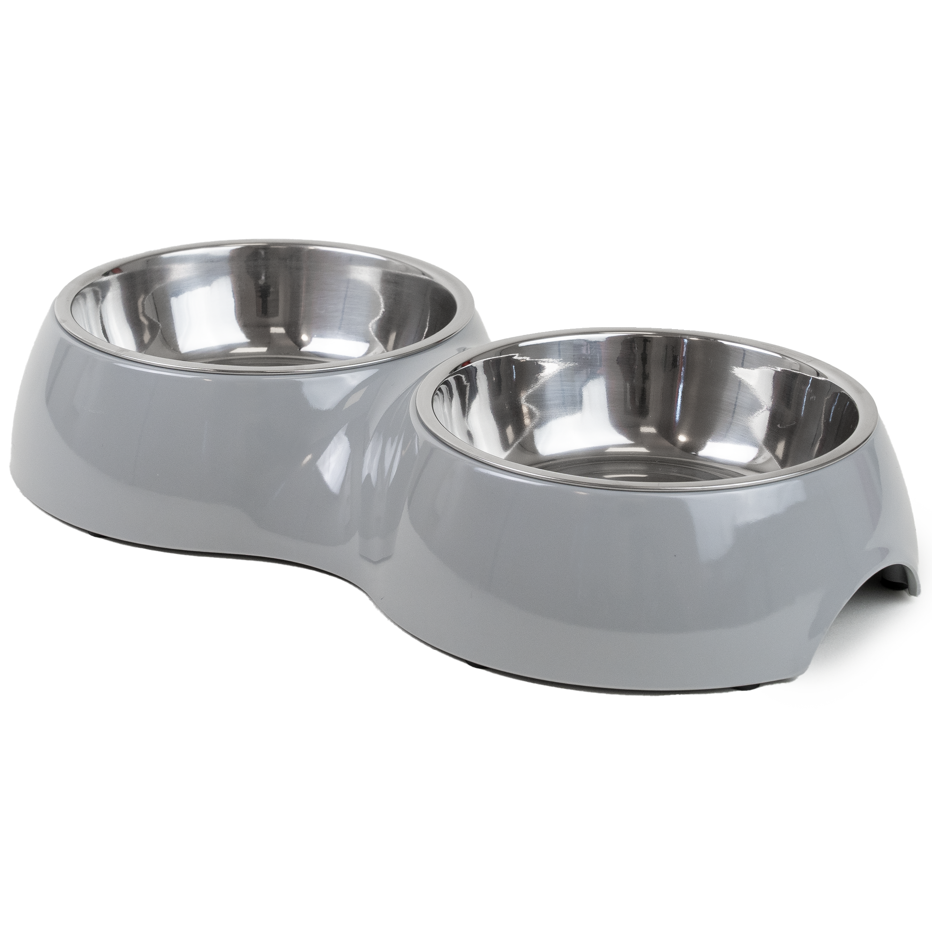 Dobbel matbolle Solid Grey M, 350ml, 33x17,5x6cm - Katt - Matplass og vannfontener for katt - Matbar og stativ, Hund - Matplass & vannautomater for hund - Opphøyd Matskål Hund - Selected by ZOO