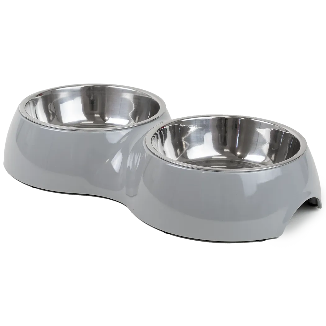 Selected by ZOO Double bowl set Solid Gray M
