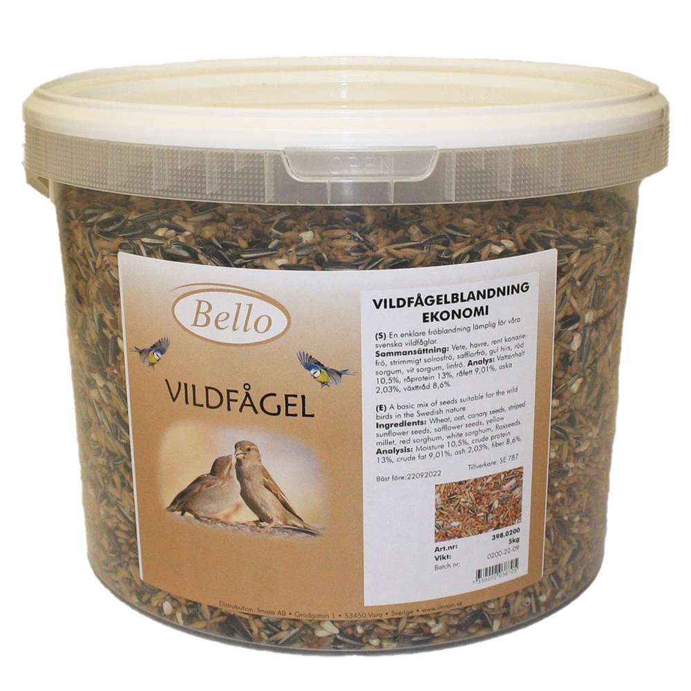 Bello - Wild Bird Mix Economy 5 kg ämpäri - Linnut - Lintujen ruoka - Siemenet ja talipallot