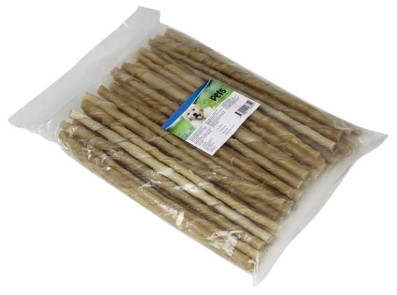 2 pets - Tuggpinne vriden 24 cm/ 9-10 mm, 50-pack - Hund - Hundgodis - ZOO.se