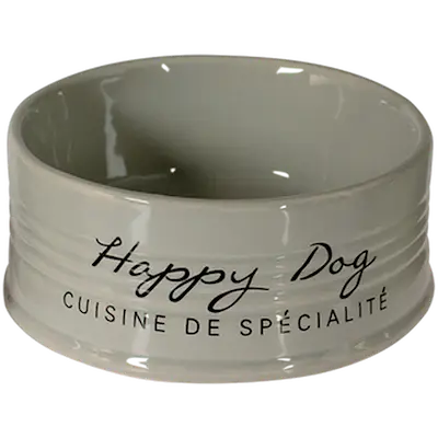 Feeding Bowl Stone Happy Dog Grey - Nice and sturdy ceramic feeding bowl 1000 ml