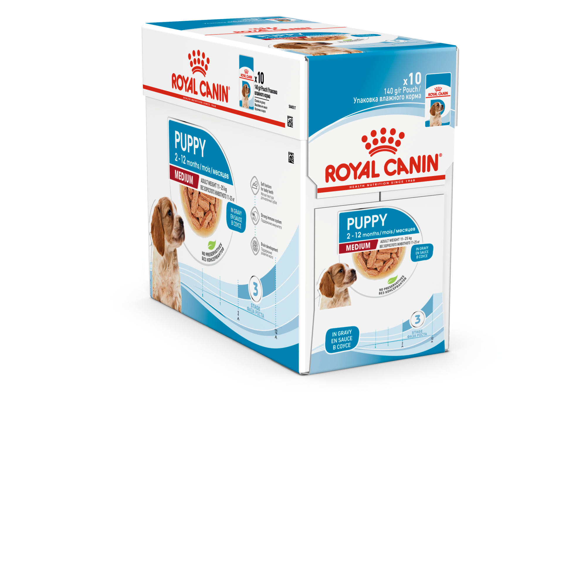 Wet Medium valpefôr med saus 140 g x 10 stk - porsjonsposer - Hund - Hundefôr & hundemat - Våtfôr & våtmat - Royal Canin