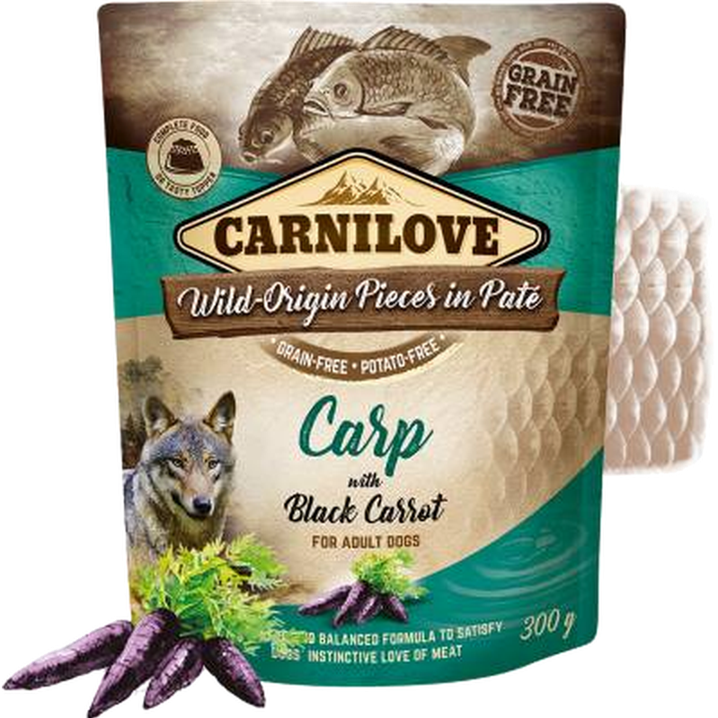 Carnilove - Dog Pouch Paté Carp with Carrot 300 g x 12 st - Hund - Hundmat & hundfoder - ZOO.se