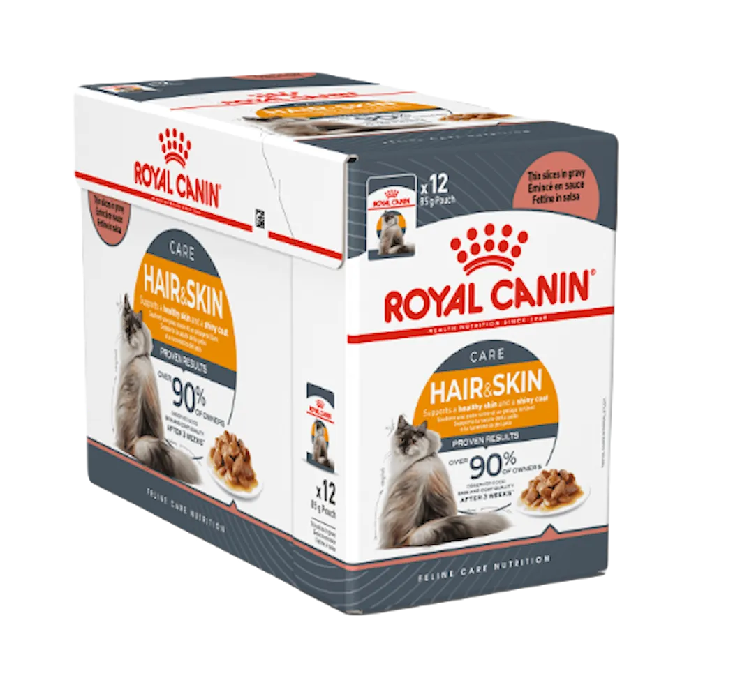 Royal Canin Feline Wet Hair & Skin Care Gravy 85 g x 12 stk - porsjonsposer