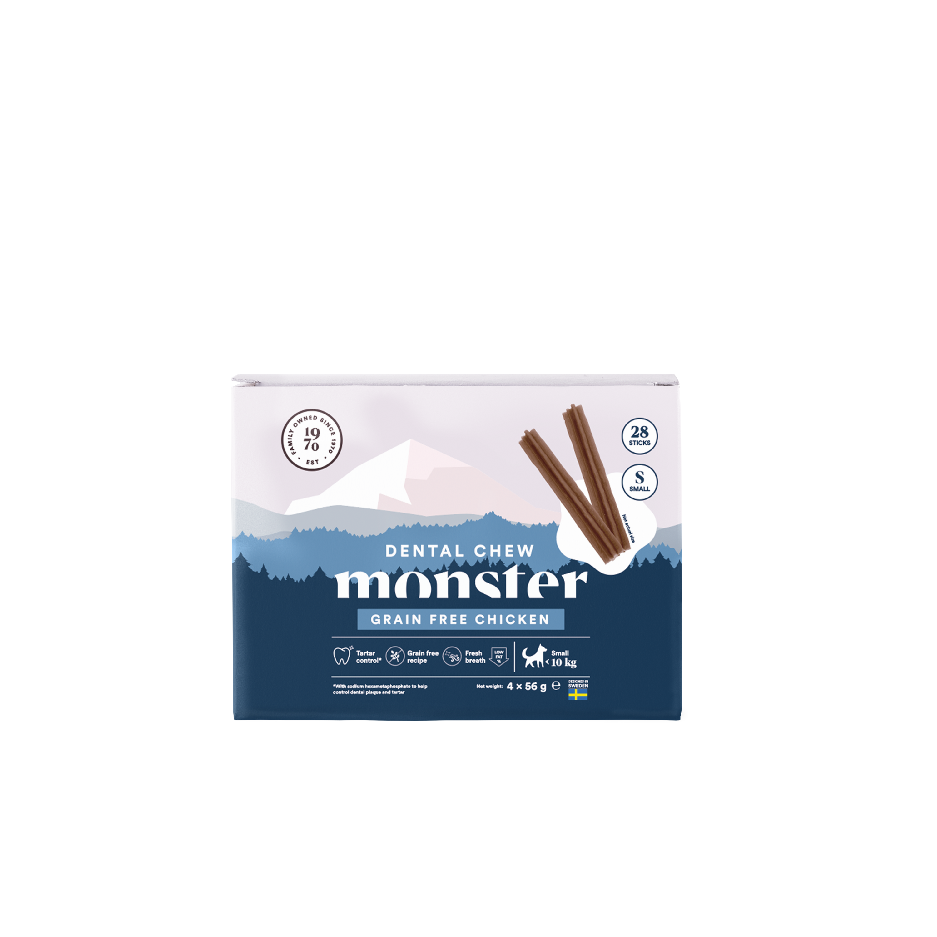 Monster Pet Food - Dog Dental Chew Grain Free Chicken Small Month 28 stk. 224 g - Hund - Hundegodbiter & tyggebein - Dental tyggebein & tanntyggebein - ZOO.no