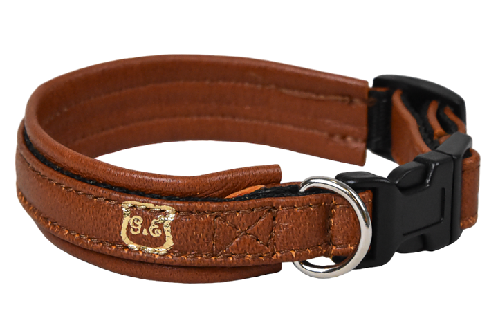 Gustaf och Evita - Läderhalsband ställbart, 16-20cm, Cognac - Hund - Hund - ZOO.se