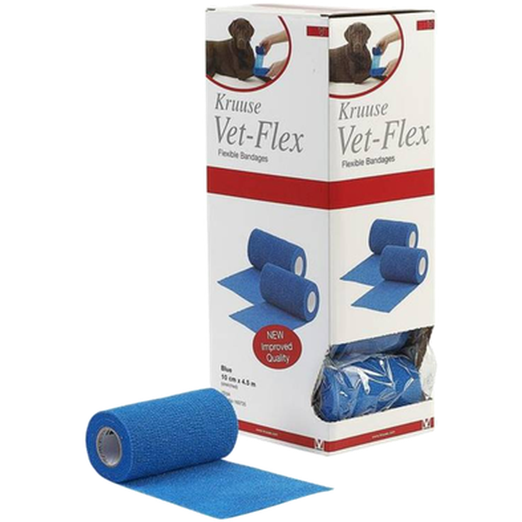 Kruuse - Vet-Flex Elast Binda Självhäftande 10cm*4,5m Blå - Hund - Hundvård & Tillskott - ZOO.se