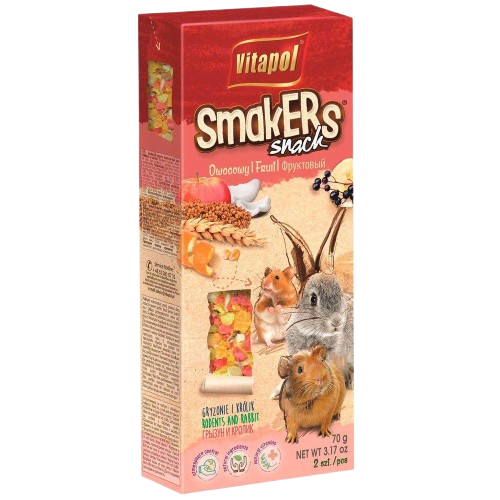 Vitapol - Smakers Gnagare Frukt 90 g - Smådjur - Godis & Gnagstänger - Fröstänger & Kräcker - ZOO.se
