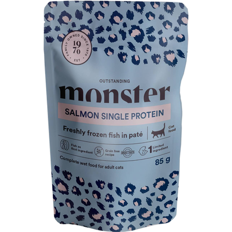Monster Pet Food - Cat Pouches Adult Salmon 85 g x 8 st - Portionspåsar - Katt - ZOO.se