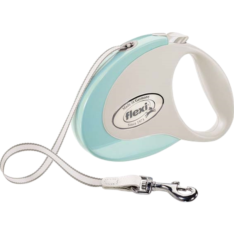 Flexi - Rullkoppel Style Tape 3m, S max 12kg, Grå/Turkos - Hund - Hund - ZOO.se