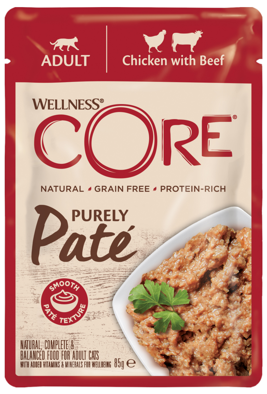 Cat purely pate, Chicken & Beef 85 g