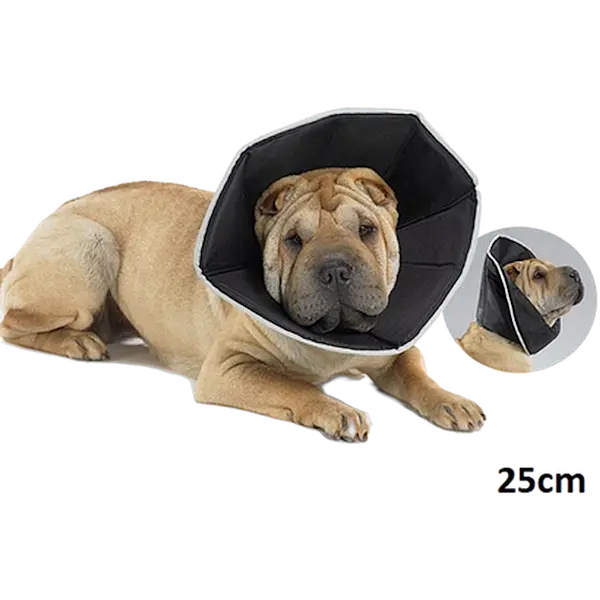 The Comfy Cone Recovery Collar for kjæledyr, svart medium, 20 cm