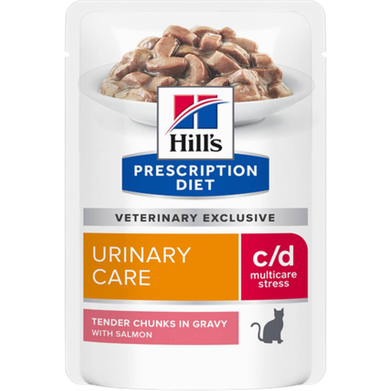 Hill's Prescription Diet Feline - c/d Urinary Stress Salmon Pouch - Wet Cat Food 85 g x 12 st - Pouch - Katt - ZOO.se
