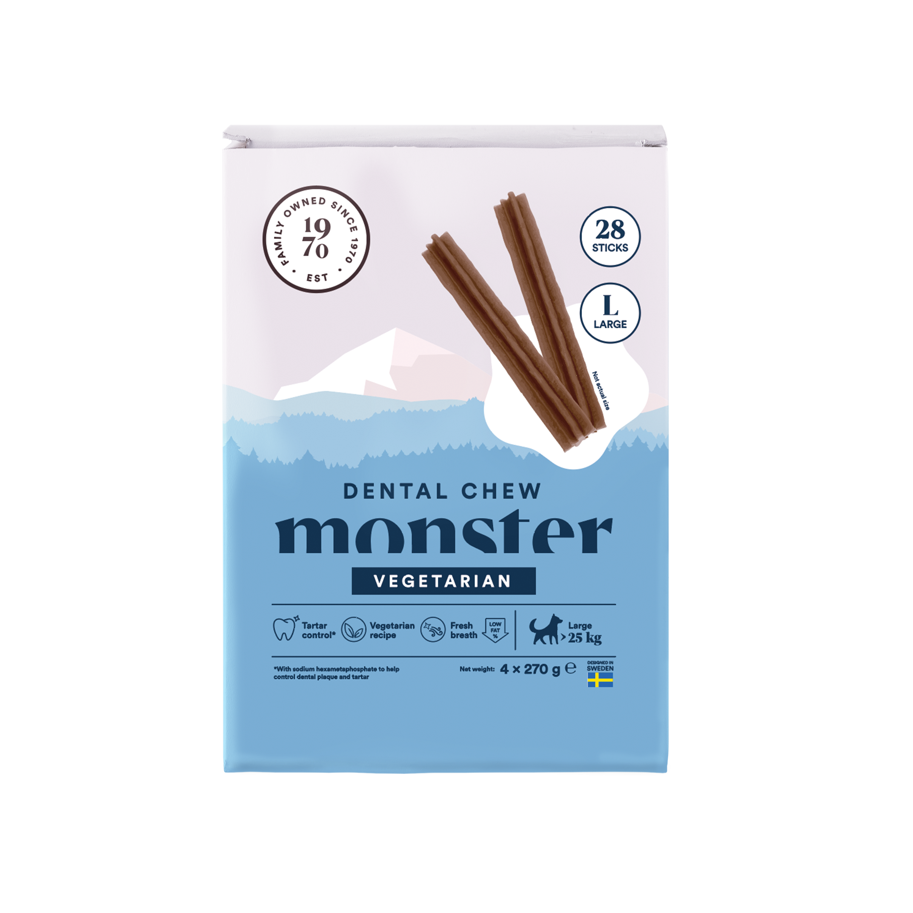 Monster Pet Food - Dog Dental Chew Vegetarian Large Month 28 pcs 1080 g - Hund - ZOO.se