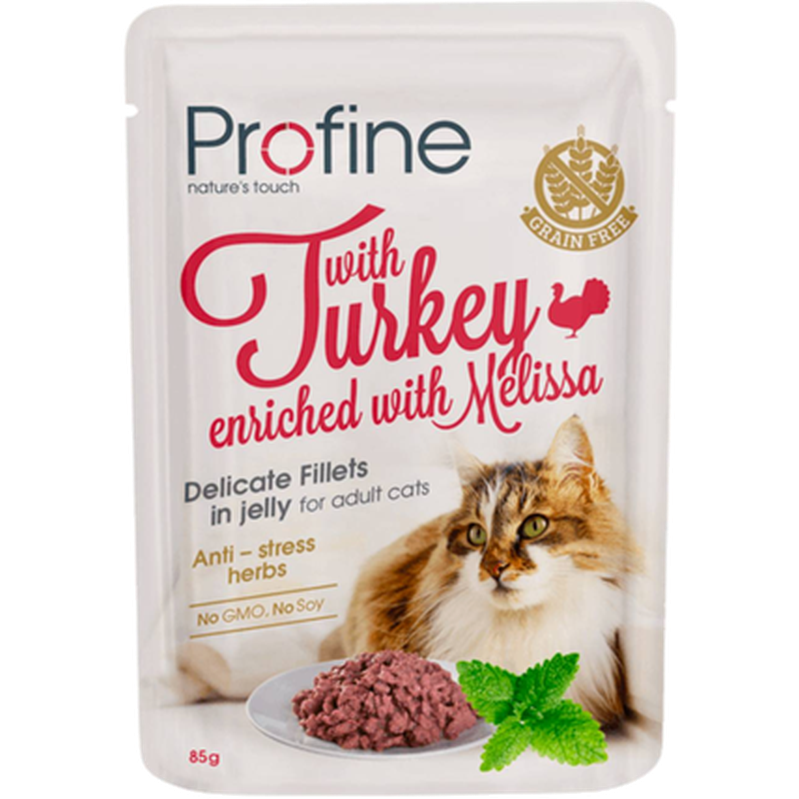 Cat Pouch Fillets Jelly Turkey & Melissa 85 g - Katt - Kattfoder & kattmat - Blötmat & våtfoder till katt - Profine - ZOO.se