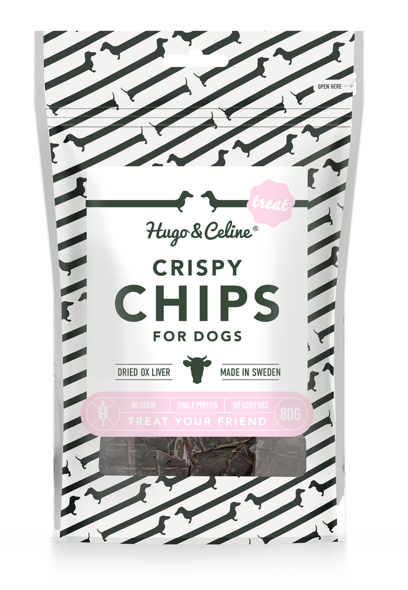 Hugo and Celine - Crispy Chips 80 g - Hund - Hundgodis - Naturligt hundgodis - ZOO.se