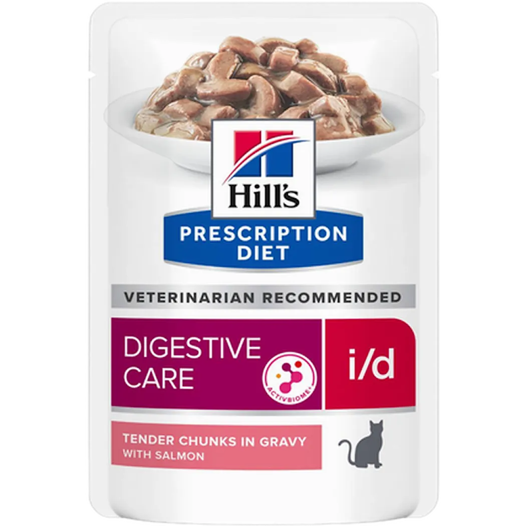 Hill's Prescription Diet Feline i/d Digestive Care Salmon Pouch - Wet Cat Food 85 g x 12 st - Pouch