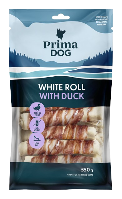 Prima Dog - White Roll with Duck 15st 550 g - Hund - Hundgodis - ZOO.se