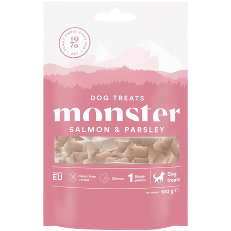 Monster Pet Food - Dog Treats All Breed Salmon & Parsley 100 g - Hund - Hundgodis - ZOO.se