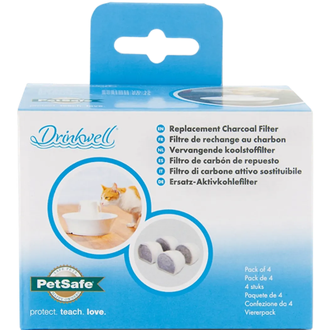 Drinkwell Ceramic Fountain Replacement Charcoal Filter White 4-pack