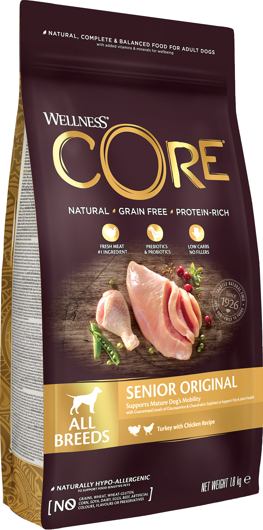 CORE Petfood - Dog Senior Original All Breed Chicken & Turkey Dry 1,8 kg - Hund - ZOO.se