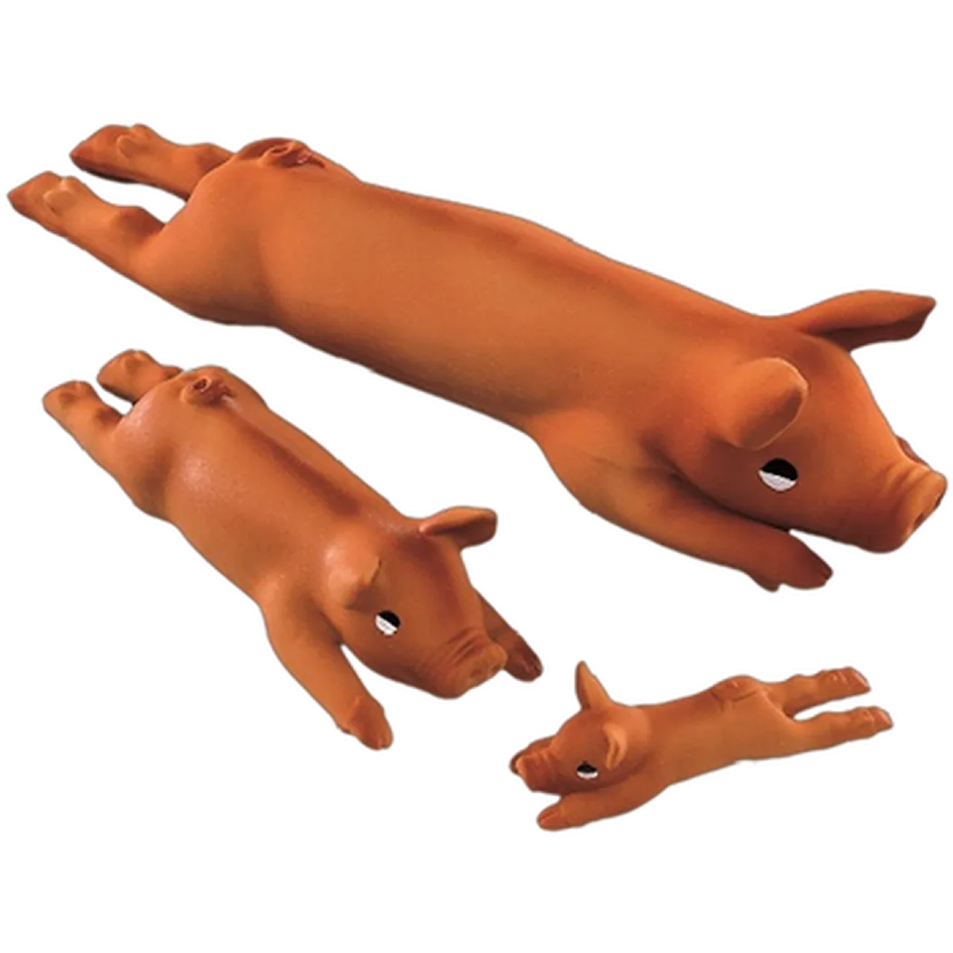 Latex Toy Long Pig with Squeaker Beige 14 cm