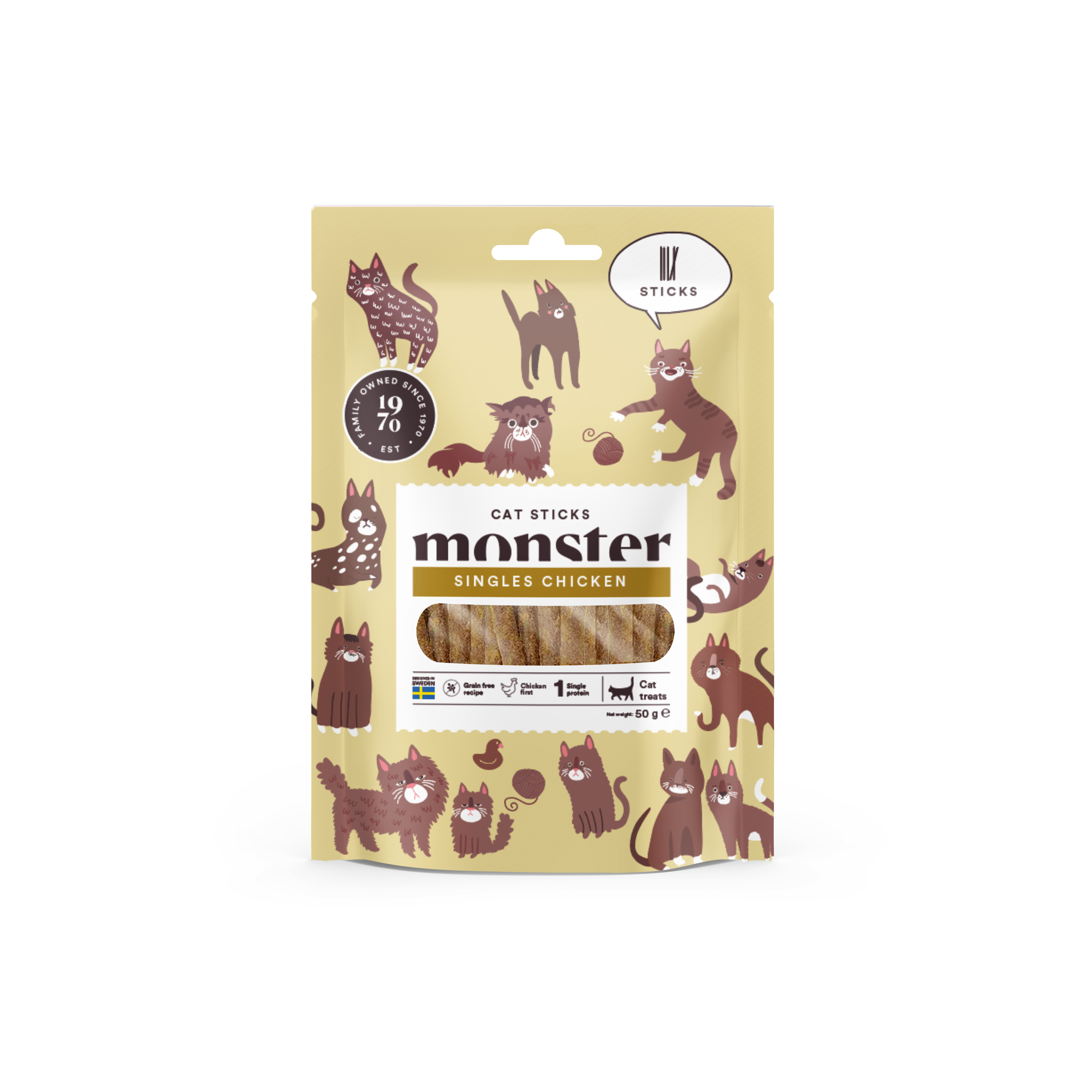 Monster Pet Food - Cat Sticks kylling 50 g - Katt - Kattegodteri & kattegress - Tyggesnacks for katter - ZOO.no