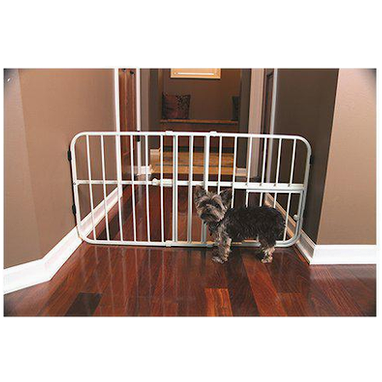 Pet Gate Lil' Tuffy Expandable With Small Pet Door White 66-107 x 46 cm