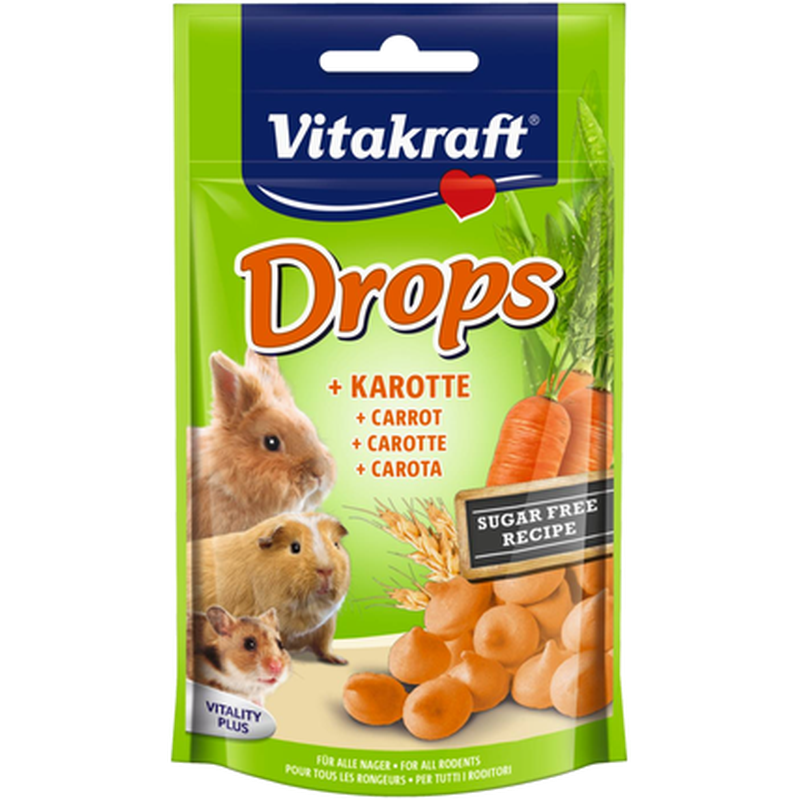Vitakraft - Drops Gnagare Morot 9 x 75 g - Smådjur - Godis & Gnagstänger - Belöningsgodis för smådjur - ZOO.se