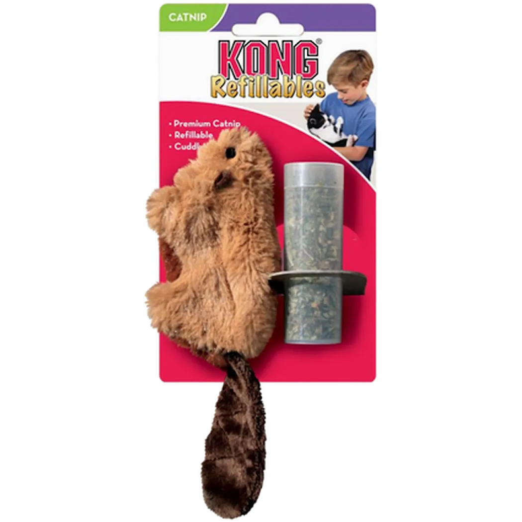 Refillable Catnip Beaver Cat Toy Brown One Size