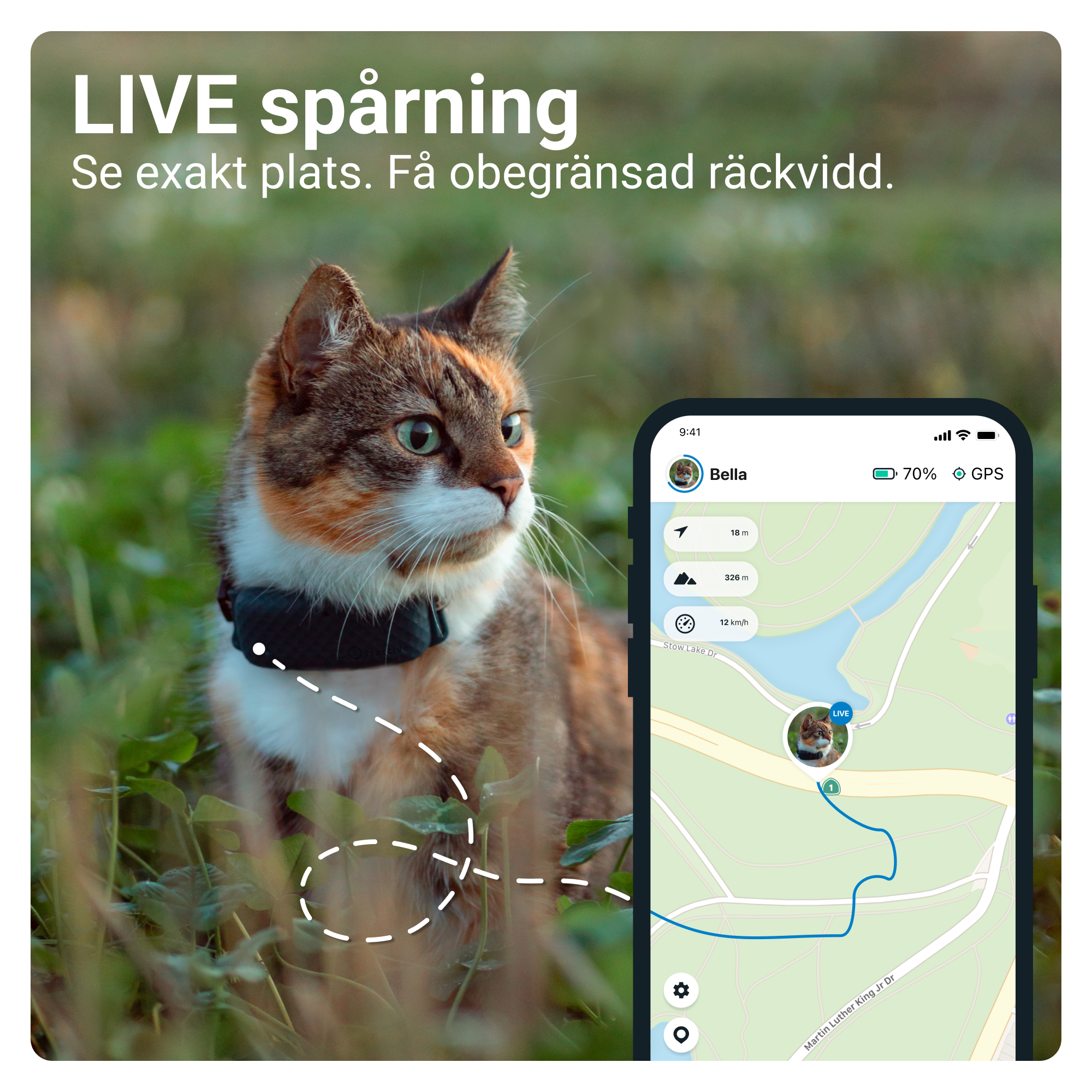 Tractive GPS CAT 4 GPS for katter med aktivitetssporing