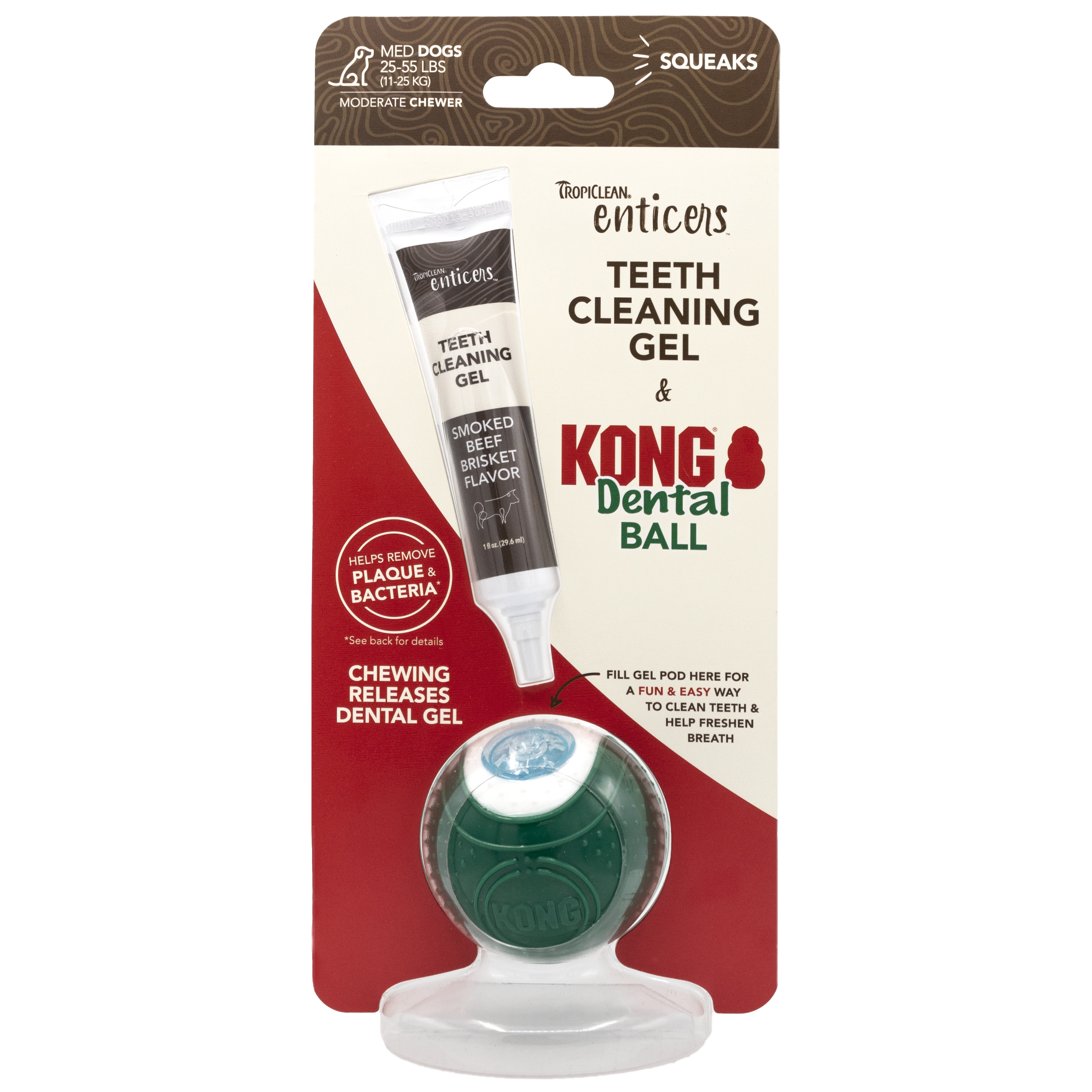 TropiClean - Enticers Dental Ball Kit keskikokoisille koirille 11-25 kg - Savustetun naudanlihapihvin makuinen - Koirat - Koiran hoito ja ravintolisät - Hampaidenhoito