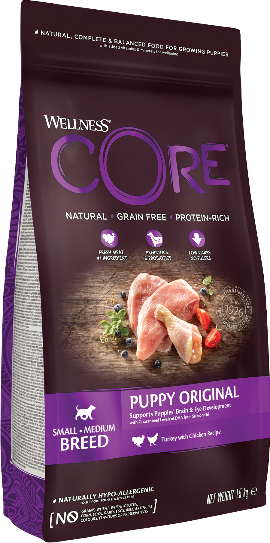 CORE Petfood - Dog Puppy Original Small & Medium Chicken & Turkey Dry 1,5 kg - Koirat - Koiranruoka - Kuivaruoka