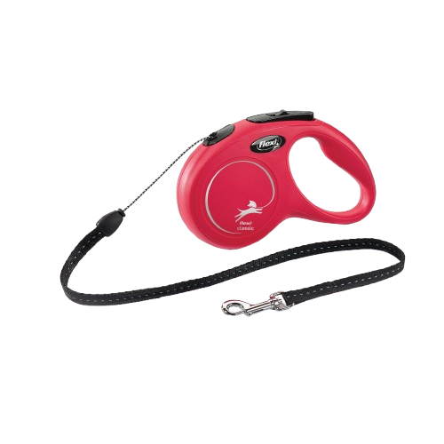 Rullkoppel New Classic Cord 5m, S max 12kg, R&ouml;d - Hund - Halsband - Flexi - ZOO.se