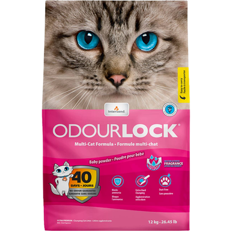 Intersand Classic - Intersand Odour Lock Baby Powder Pink 12 kg - Katt - Kattsand & kattströ - ZOO.se