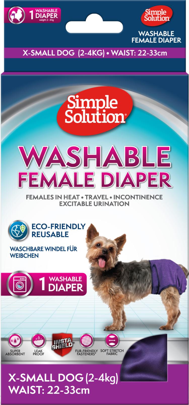 Simple Solution - Tvättbar blöja för tikar, XS, Midja 22-33cm - Hund - Hundvård & Tillskott - ZOO.se