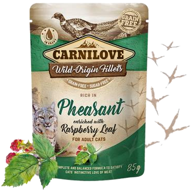 Carnilove - Cat Pouch Pheasant enriched with Raspberry Leaves 85 g - Katt - ZOO.se