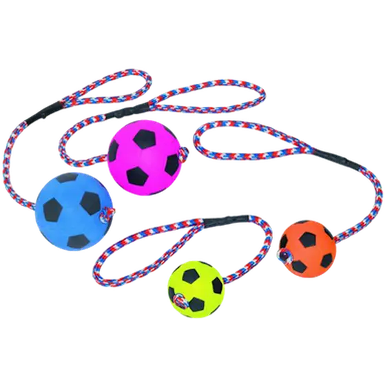 Foam Rubber Soccer Ball with Rope Multicolored 9 cm