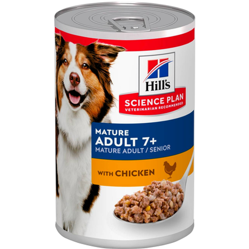 Mature Adult 7+ Savory Chicken Canned - Wet Dog Food 370 g x 12 - Hund - Hundefôr & hundemat - Våtfôr & våtmat - Hills Science Plan