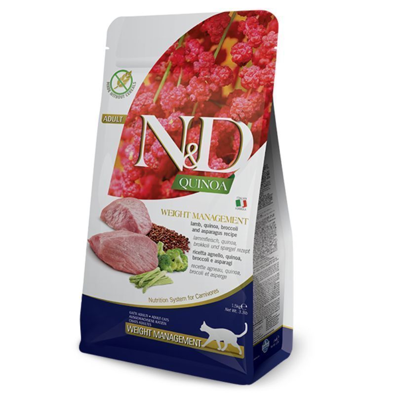 Cat N&D Quinoa Weight Management Lamb Adult 5 kg - Katt - Kattefôr & kattemat - Tørrfôr for katt - Farmina