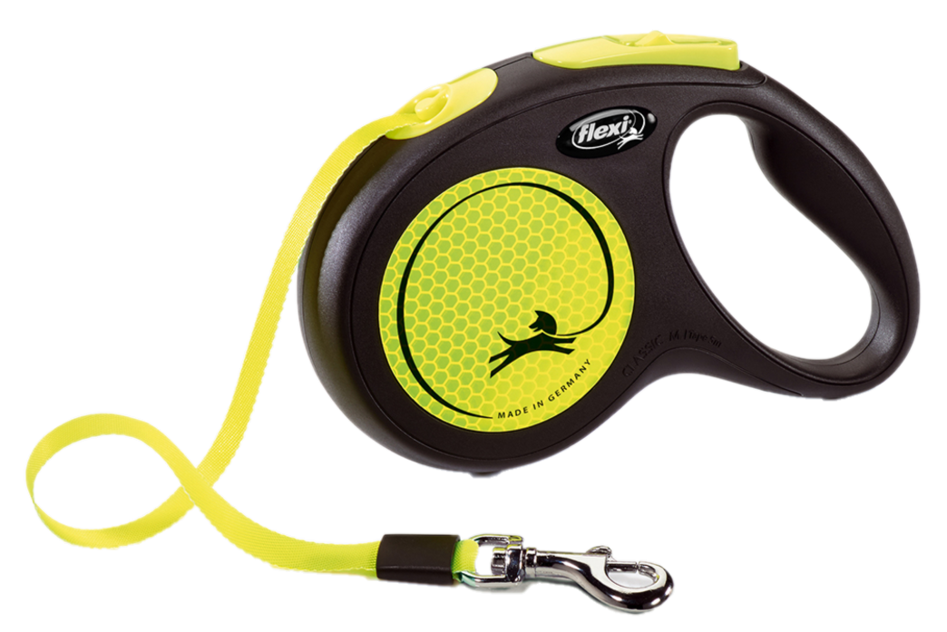 Flexi - Rullkoppel New Neon Tape 5m, M max 25kg, Neongul - Hund - Hund - ZOO.se