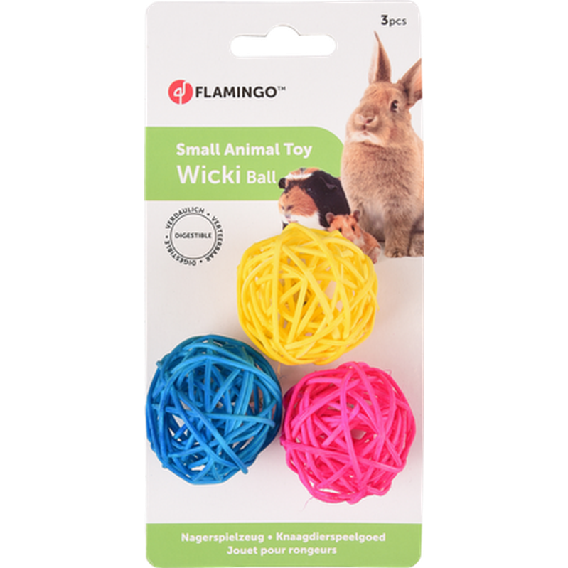 Sat Wicki Ball/Fuchshia Mix 3-pack - Smådjurstillbehör - Leksaker & Aktivering för smådjur - Smådjursleksaker - Flamingo - ZOO.se