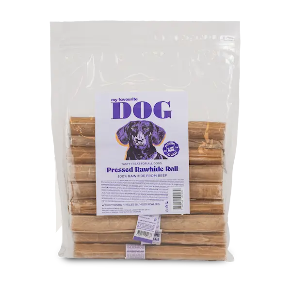 Pressed Rawhide chew Roll - Natural 20 cm